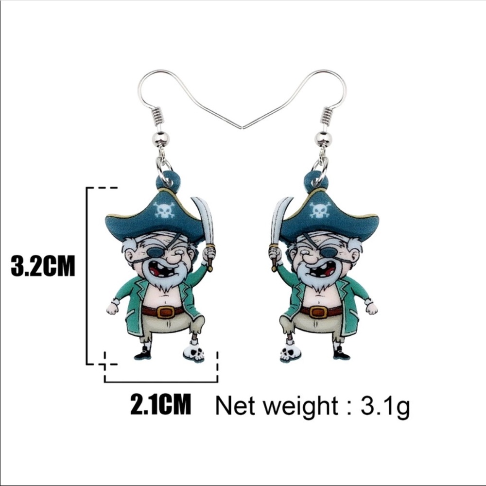 Pirate Skull Acrylic Earrings - Picture 8 of 9